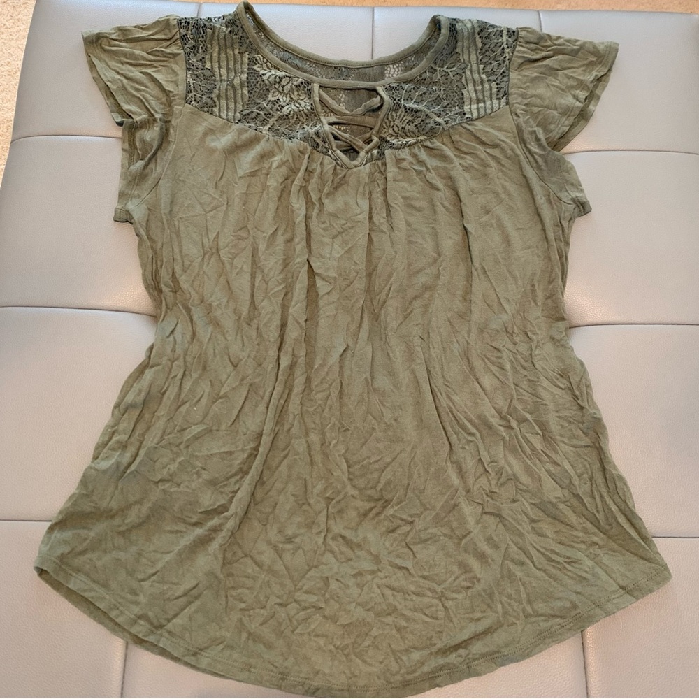 NoBo Army Green Lace Top